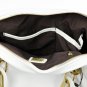 White Adjustable Side Locks Leather Handbag