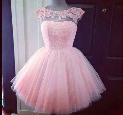 A-line Scoop Lace Homecoming Dress Cap Sleeves Sweet 15 Gown OM226