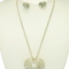 Silver Heart Necklace Set