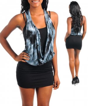 HALTER DRAPED FRONT SEXY MINI DRESS