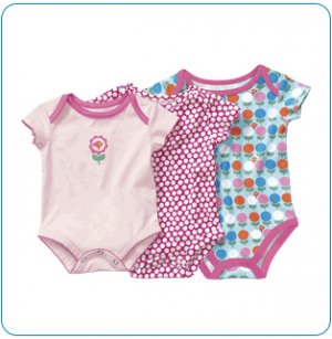 Tiny Tillia Pink Growing Bodysuit 3-Size Pack (3-9 months)