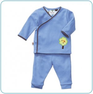 Tiny Tillia Blue Playsuit Kimono Top + Pant (3-6 months)
