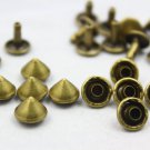 100pcs 9mm Antique Brass Cone Conical Rapid Rivet Studs - BC-RI09