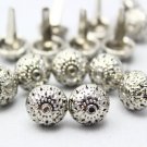 100pcs 12mm Silver Pierced Flower Round Dome Purse Feet - SRC-PF12