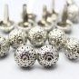 100pcs 12mm Silver Pierced Flower Round Dome Purse Feet - SRC-PF12