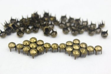 100 5mm Antique Brass Bronze hexagon Cone Studs DIY Studs Metal Studs Craft Studs Spike BHC05