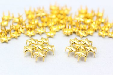 100 7mm Gold Star Studs DIY Studs Metal Studs Craft Studs Spike JS07
