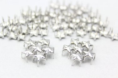 100 7mm Silver Star Studs DIY Studs Metal Studs Craft Studs Spike SS07