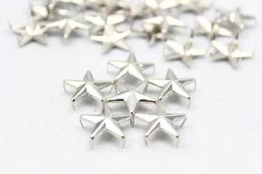 100 15mm Silver Star Studs DIY Studs Metal Studs Craft Studs Spike SS15