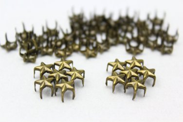 100 7mm Antique Brass Bronze Star Studs DIY Studs Metal Studs Craft Studs Spike BS07