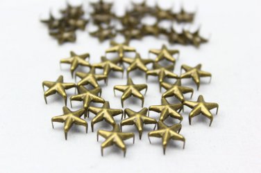 100 10mm Antique Brass Bronze Star Studs DIY Studs Metal Studs Craft Studs Spike BS10
