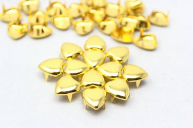 100 10mm Gold Heart Studs DIY Studs Metal Studs Craft Studs Spike JX10