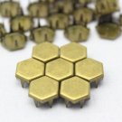 100 10mm Antique Brass Flat Regular Hexagon Studs DIY Studs Metal Studs Craft Studs Spike BH10