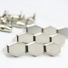 100 14mm x 10mm Silver Hexagon Flat Studs DIY Studs Metal Studs Craft Studs Spike SHR14