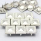 100 12.5mm Silver Dotted Border Pyramid Studs DIY Studs Metal Studs Craft Studs Spike SDP12