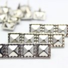 100 10.5mm Silver Dotted Border Pyramid Studs DIY Studs Metal Studs Craft Studs Spike SDP10