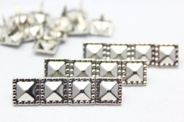 100 10.5mm Silver Dotted Border Pyramid Studs DIY Studs Metal Studs Craft Studs Spike SDP10