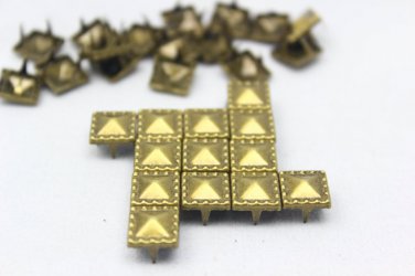100 8.5mm Antique Brass Dotted Border Pyramid Studs DIY Studs Metal Studs Craft Studs Spike BDP08