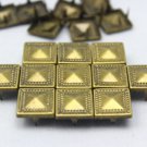 100 12.5mm Antique Brass Dotted Border Pyramid Studs DIY Studs Metal Studs Craft Studs Spike BDP12