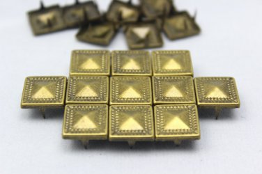 100 12.5mm Antique Brass Dotted Border Pyramid Studs DIY Studs Metal Studs Craft Studs Spike BDP12