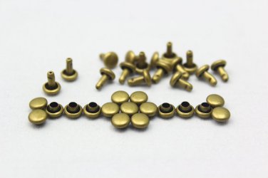 100 5mm Antique Brass Round Double Cap Rapid Rivet Studs  BR-RI05
