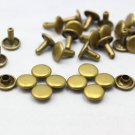 100 9mm Antique Brass Round Double Cap Rapid Rivet Studs  BR-RI09