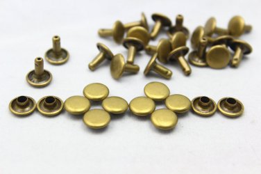 100 9mm Antique Brass Round Double Cap Rapid Rivet Studs  BR-RI09
