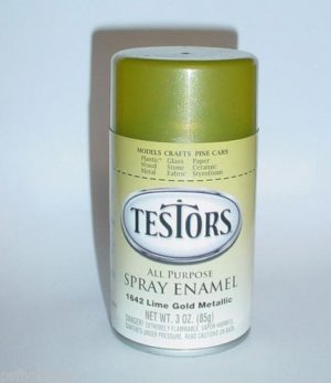 Testors Lime Gold Metallic 3oz Spray Can Hot Rod Model Car Paint Enamel