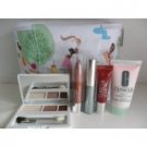 Clinique Travel Set 5 pcs: Eye Shadow Trio(chocolate chip, lucky penny, blushing nude) + Rinse