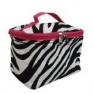 Cute! Cosmetic Makeup Bag Case Zebra Print Hot Pink Trim Small
