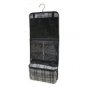 Hanging Cosmetic Makeup Toiletry Bag Case Black Plaid Print