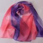 Silk Feeling Chiffon Oblong Scarf Red Violet Gradient ~ Fast Delivery as Air Lettermail