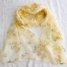 100% Silk Neck Head Scarf Wrap Belt Floral Yellow Gift ～ Fast Delivery as Air Lettermail