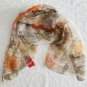 Silk Feeling Chiffon Oblong Scarf Cranes in Flowers ~ Fast Delivery as Air Lettermail
