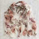 Silk Feeling Chiffon Oblong Scarf Floral Gorgeous ～ Fast Delivery as Air Lettermail