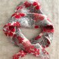 19" Silk Feeling Scarf Wrap Gray Red Floral Gift &iuml;&frac12;� Fast Delivery as Air Lettermail