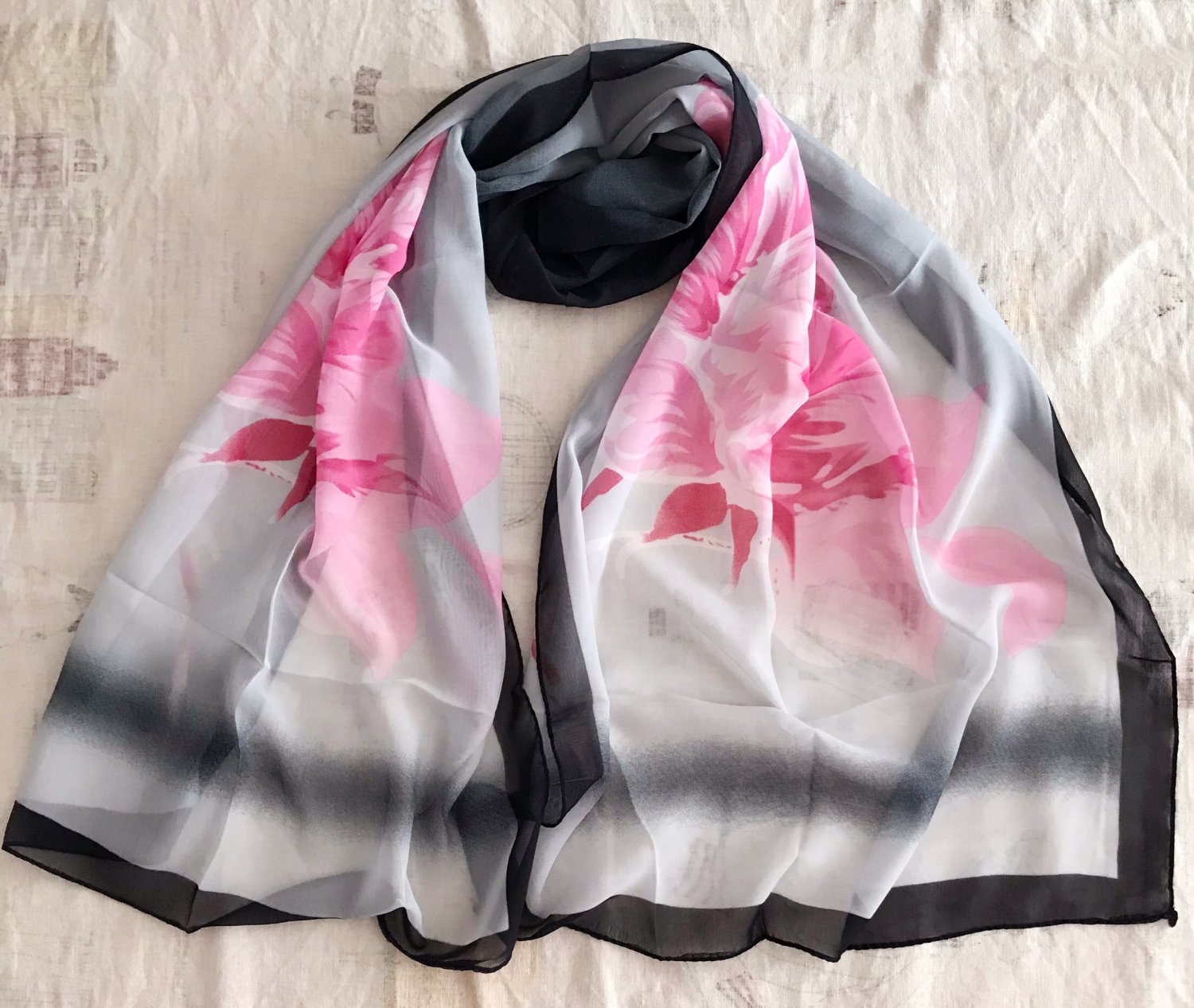 On Sale: Chiffon Oblong Scarf Gorgeous ～ Fast Delivery as Air Lettermail