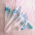 19" Scarf & Fragrance Wrap White Blue Floral Handkerchief ～ Fast Delivery as Air Lettermail