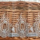 7.5" x 1 yd Lace Trim Embroidered Floral White Blue Violet ～ Fast Delivery