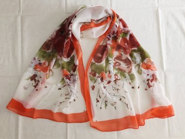 Silk Feeling Chiffon Oblong Scarf Floral Gift &iuml;&frac12;� Fast Delivery as Air Lettermail