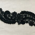 9.5" x 2.6" Patch Black Embroidered Floral Appliqué  ～ Fast Delivery as Air Lettermail
