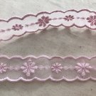 0.9" x 1 yd Lace Trim Cotton Embroidered Floral Pink ～ Fast Delivery as Air Lettermail