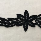 6.5" x 2.4" Patch Black Embroidered Floral Appliqué ～ Fast Delivery as Air Lettermail