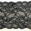 6.5" x 1 yd Elastic Lace Trim Stretch Black Floral Peony ～ Fast Delivery as Air Lettermail