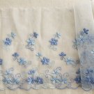 7" x 1.1 yds Lace Trim Cotton Embroidered Floral Blue ～ Fast Delivery as Air Lettermail