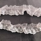 1.18" x 1 yd Lace Trim Ruffled Embroidered Floral Peach ～ Fast Delivery as Air Lettermail