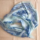 32" 100% Silk "Sky Blue Chinaware" Scarf Wrap Bandana Kerchief ～ Fast Delivery as Air Lettermail