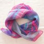 Gift 19" Silk Feeling Chiffon Scarf Wrap Checkered ～ Fast Delivery as Air Lettermail