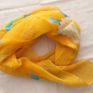 24" Chiffon Neck Head Scarf Wrap Floral Yellow Gift ～ Fast Delivery as Air Lettermail