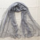 Gift Silk Feeling Chiffon Oblong Rectangle Scarf Gray ～ Fast Delivery as Air Lettermail